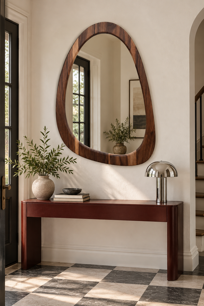 Walnut-Tone Pebble Mirror#Mir66