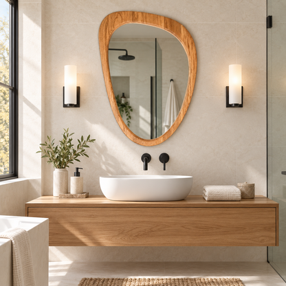 Cove Organic Wood Mirror | Asymmetrical Wall Mirror#Mir7