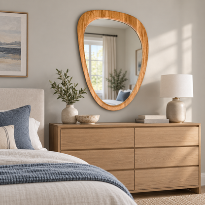 Cove Organic Wood Mirror | Asymmetrical Wall Mirror#Mir7