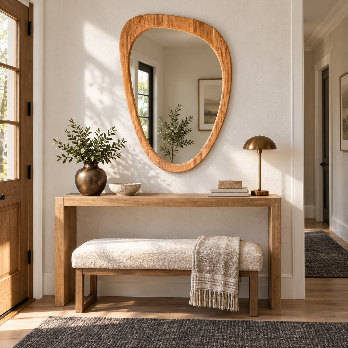 Cove Organic Wood Mirror | Asymmetrical Wall Mirror#Mir7