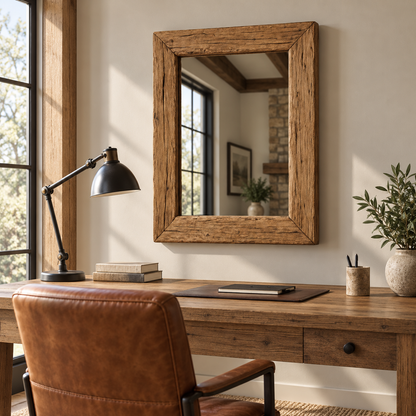 Hearth Rustic Wood Mirror | Rectangular Wall Mirror#Mir8