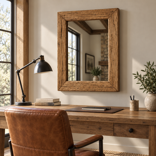 Hearth Rustic Wood Mirror | Rectangular Wall Mirror#Mir8