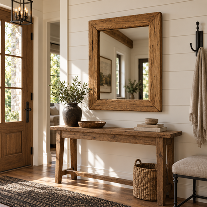 Hearth Rustic Wood Mirror | Rectangular Wall Mirror#Mir8