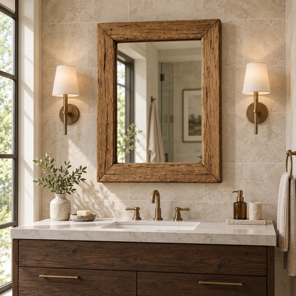 Hearth Rustic Wood Mirror | Rectangular Wall Mirror#Mir8