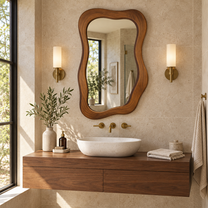 Sway Organic Wood Mirror | Wavy Asymmetrical Wall Mirror#Mir9