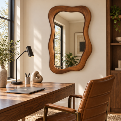 Sway Organic Wood Mirror | Wavy Asymmetrical Wall Mirror#Mir9