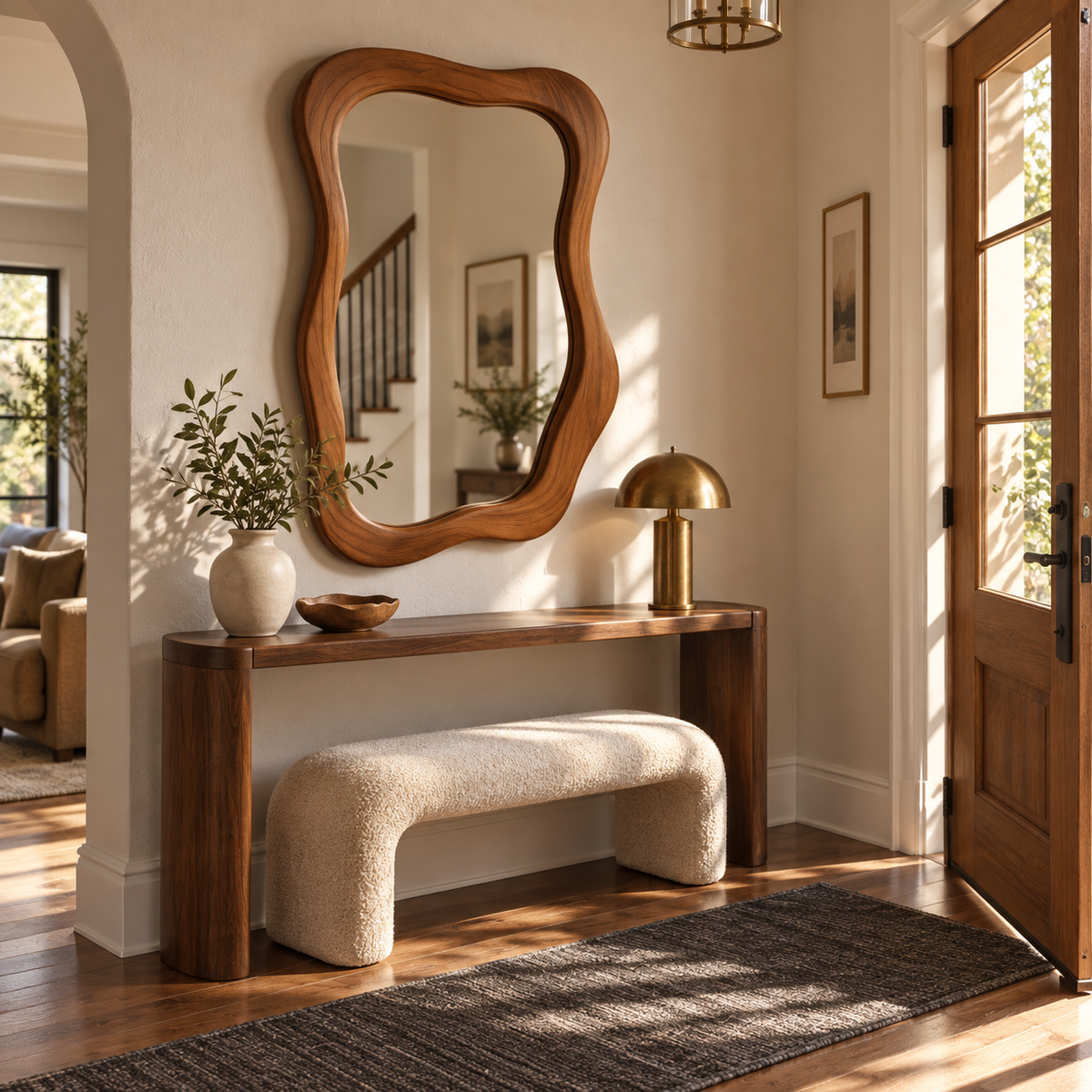Sway Organic Wood Mirror | Wavy Asymmetrical Wall Mirror#Mir9